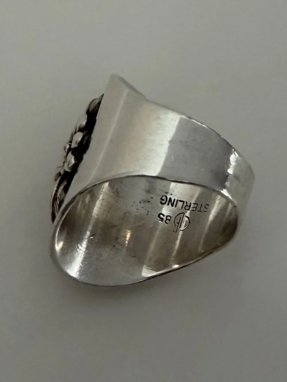 Vintage 1985 CAROL FELLEY 925 Sterling Ring w rose quartz stone Southwest design